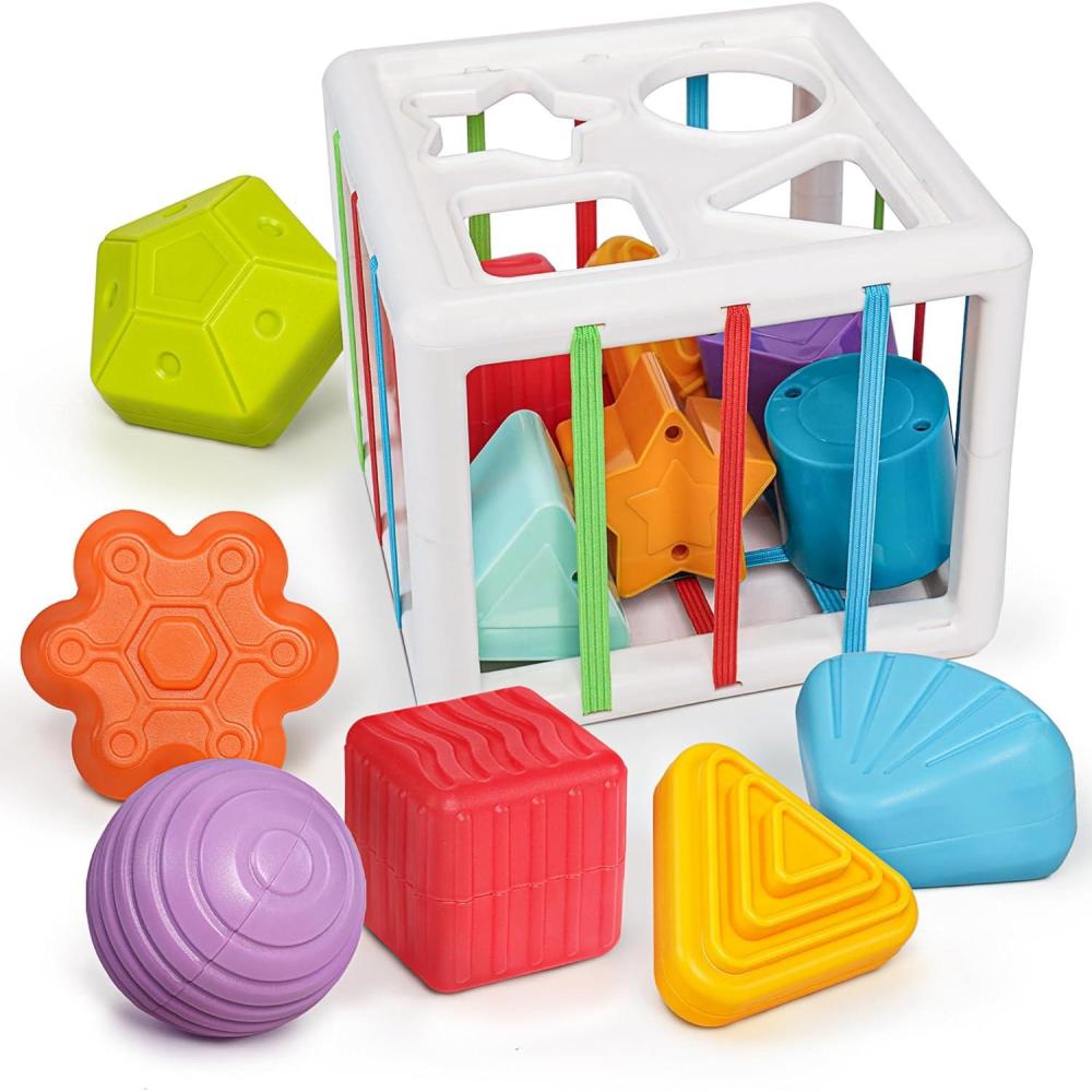 image:imageLiKee Shape Sorter Toys for 1 Years Old 10pcs Montessori Baby Blocks Sensory Toddler Learning Toy for Fine Motor Skills Infant Developmental Toys Gift for Boys Girls Ages 18 Months