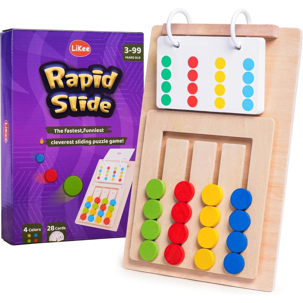 image:imageLiKee Slide Puzzle Color Sorting Matching Toys Airplane Car Travel Busy Board for Toddler NoLoseParts and Portable Montessori Wooden Educational Toys Board Games for Kids Boys Girls 3 Years Old