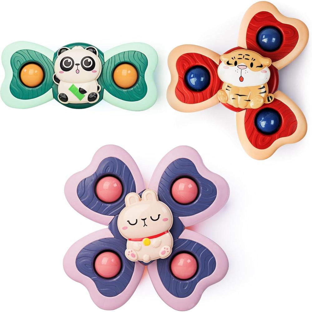 image:imageLiKee Strong Suction Cup Fidget Rotating Sensory Bath Toys for Baby Christmas Stocking Stuffers Airplane Car Travel Table amp Window Toys for Toddler Boys and Girls 10 MonthsPanda