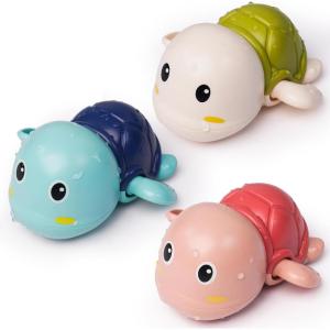 LiKee Bath Toys 3 Pack with 3 Colors | Cute Swimming Turtles Wind Up Toys for Baby Toddlers 1+ Years Old | Floating Bath & Pool Toys for Kids Age 1-3-5 | Baby Shower & Birthday Gift (Boys Girls)(Turtle)