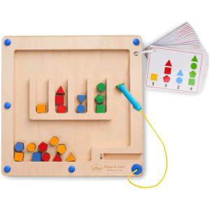 LiKee Strong Magnetic Maze, Montessori Toys for 1 2 3 Years Old Boy Girl, Wodden Puzzle Develop Fine Motor Skills, Kids On Road Trip Travel Airplane Activity (Small Maze)