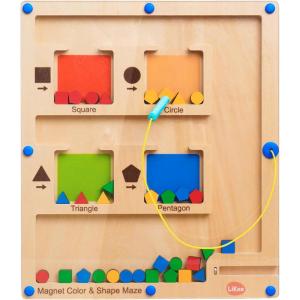 LiKee Strong Magnetic Maze, Montessori Toys for 1 2 3 Years Old Boy Girl, Wodden Puzzle Develop Fine Motor Skills, Kids Travel Airplane Activity, 1-5 Preschool Learning Shape & Color