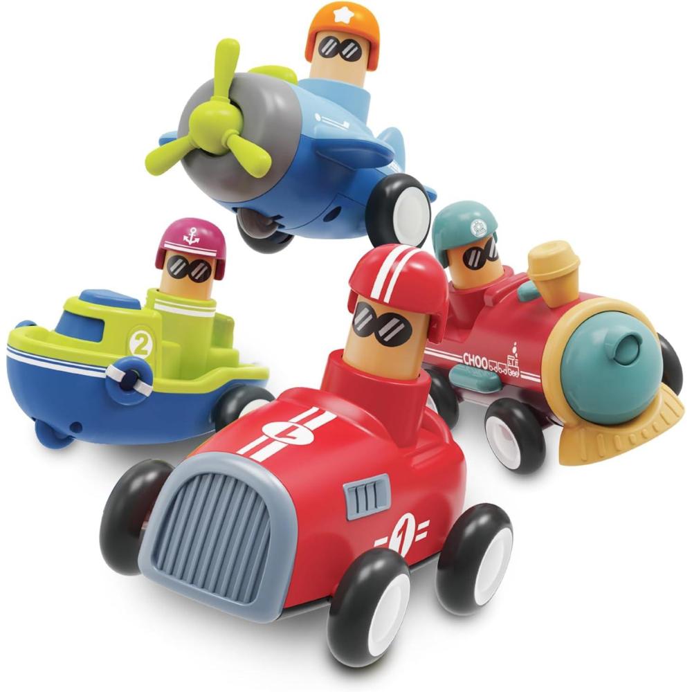 image:imageLiKee Toy Cars for Toddlers 1 2 3 4 Years Old Boy Girl 4 Pcs Pull Back Cars for 18 Months Baby Infant Gift Kids Trucks Push and Go Back Friction Powered Vehicles TransportTransport