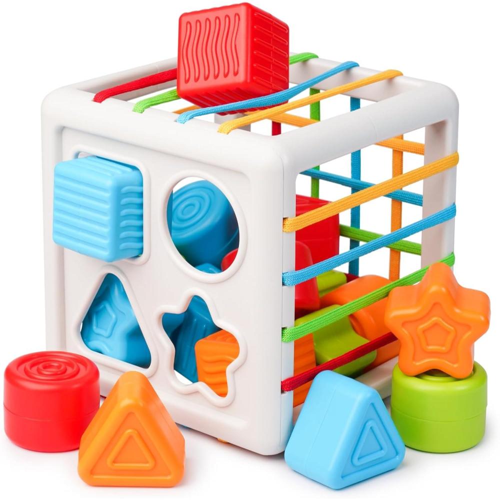 image:imageLiKee Shape Sorter Toys for 1 Years Old 8pcs Montessori Baby Blocks Sensory Toddler Learning Toy for Fine Motor Skills Infant Developmental Toys Gift for Boys Girls Ages 18 Months