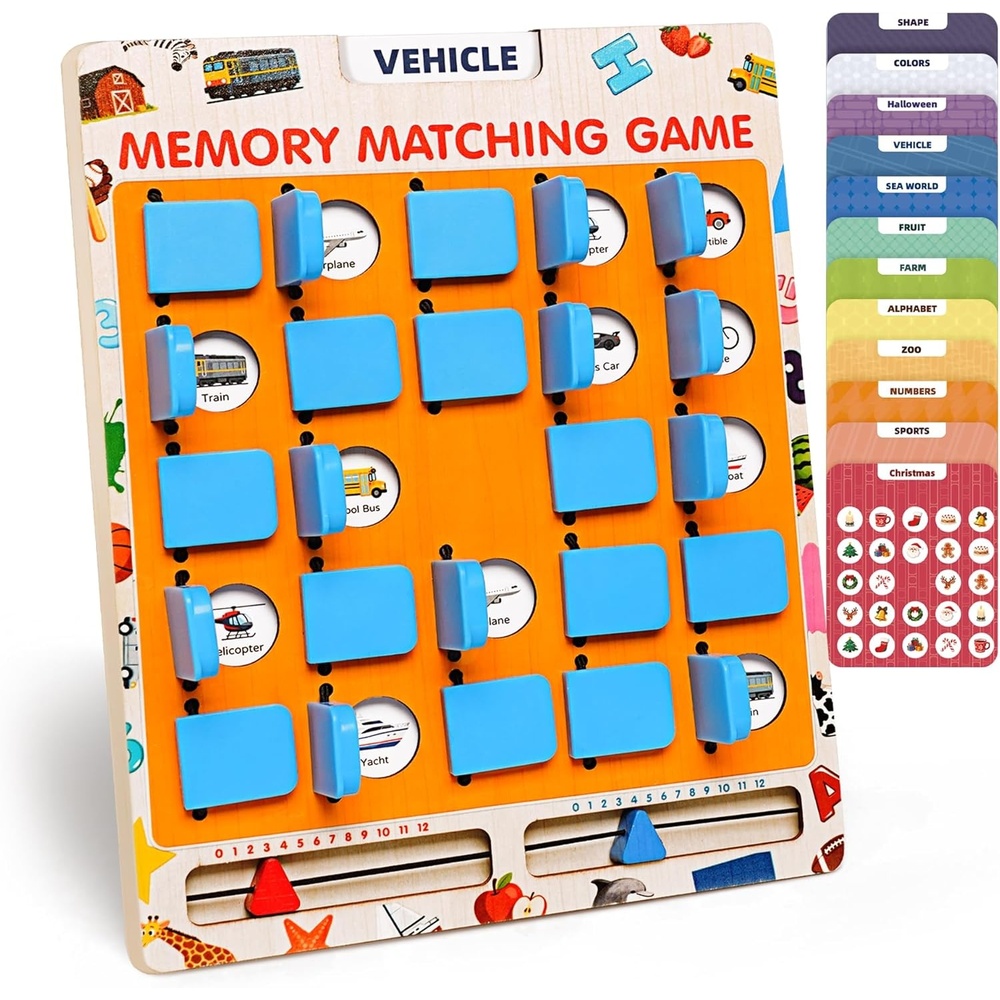 image:imageLiKee Wooden Matching Memory Game for Kids Age 3 4 5 6 7 8 Year Old Travel Toy for Boys Girls Board Game Road Trip Essentials for Toddler